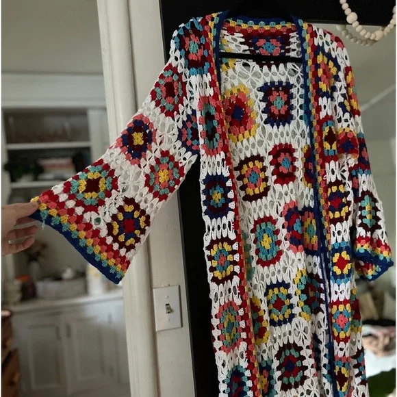 Vintage handmade granny square long duster - Picture 2 of 3